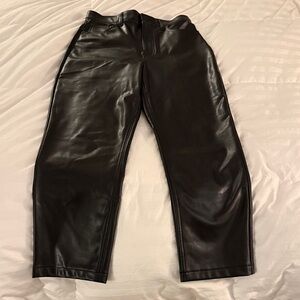 Abercrombie & Fitch Black Faux Leather Straight-Leg Pants